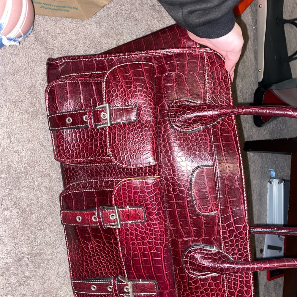 Faux snake skin red bag!